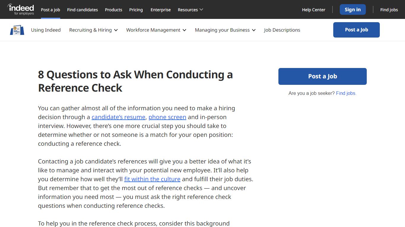 8 Questions to Ask When Conducting a Reference Check - Indeed